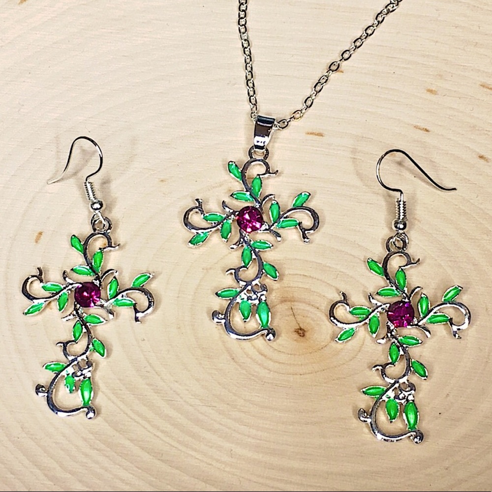 CROSS EARRINGS AND NECKLACE SET ( S1 ) - Picture 6 of 10